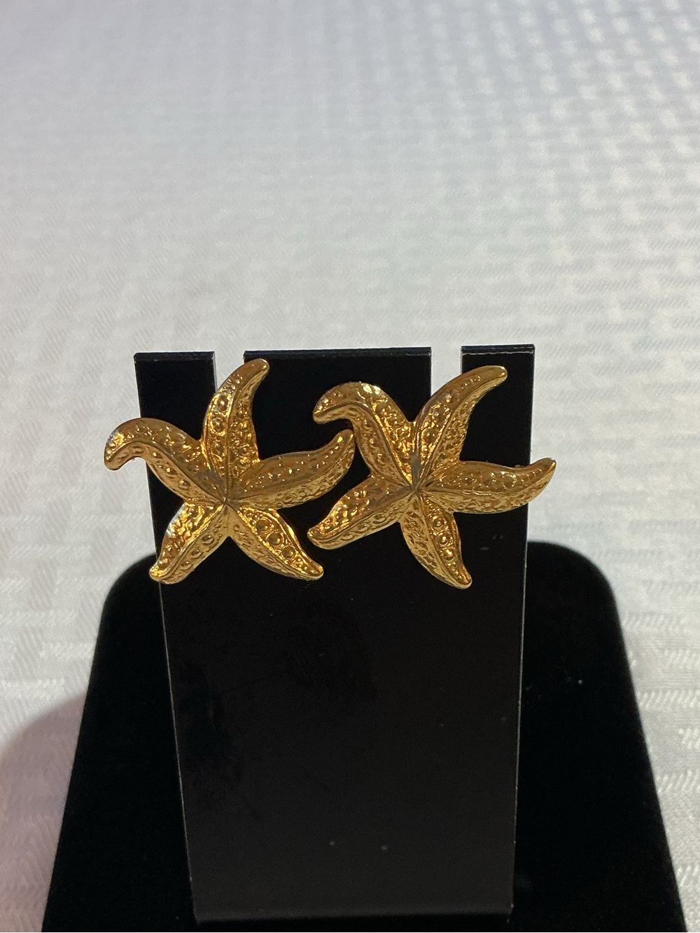 Starfish Textured Gold Tone Stud Earrings